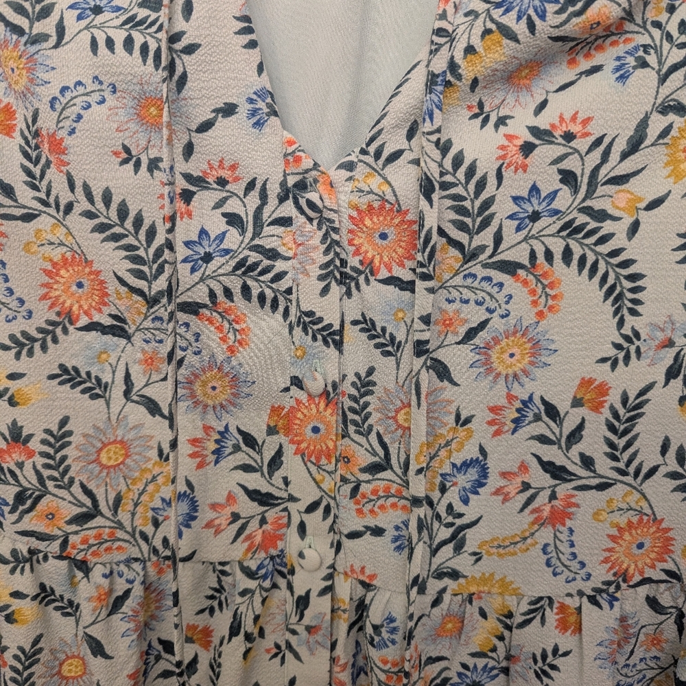 Floral Button-Down Long Sleeve Dresss